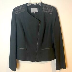 Classiques Entier Asymmetrical Zip Moto Leather Shoulder Weave Jacket Black M